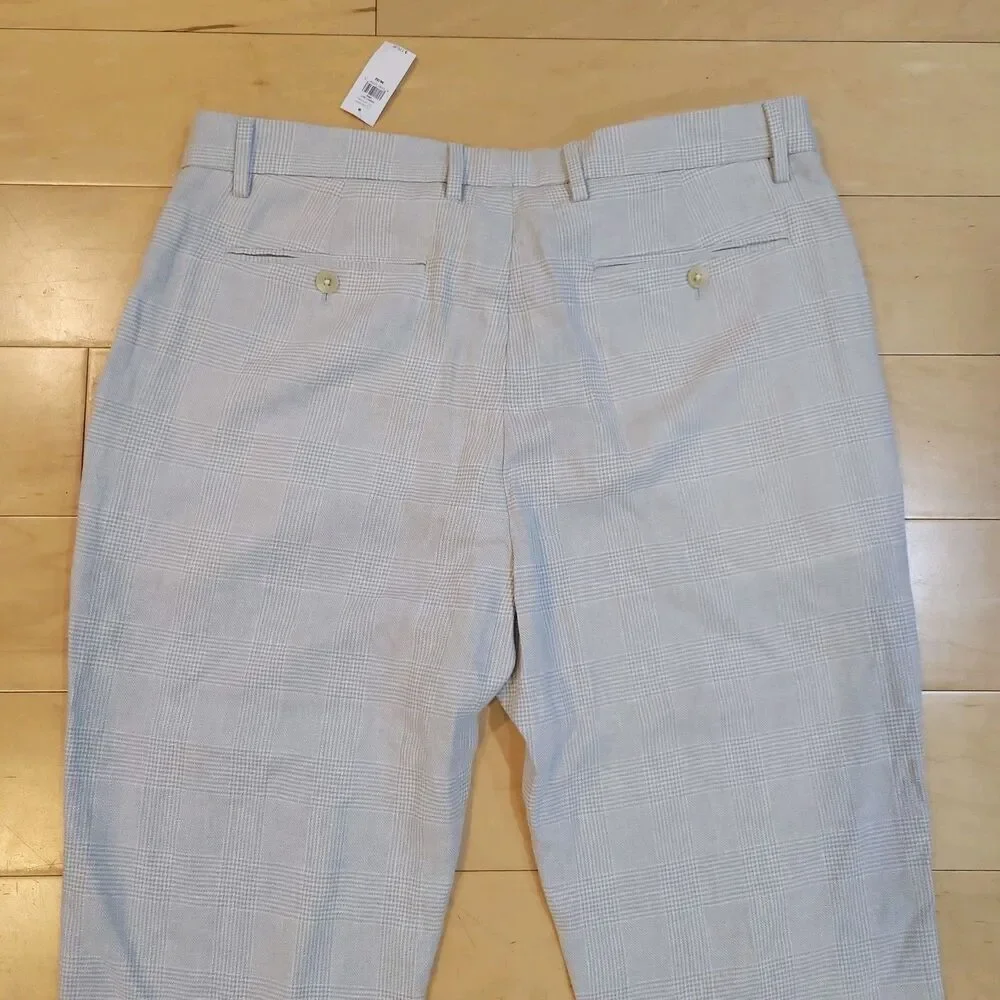 NWT Banana Republic Linen Pants Light Grey Herringbone Work Trouser Fit 36x30